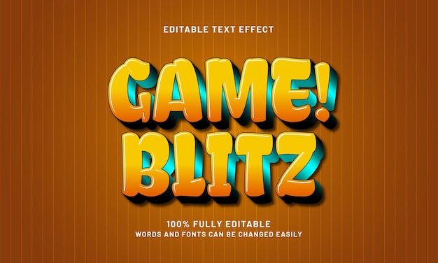 juego blitz efecto de texto editable con un estilo de texto de juego y niños