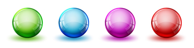 Juego de bolas de colores brillantes. vector bolas brillantes aisladas