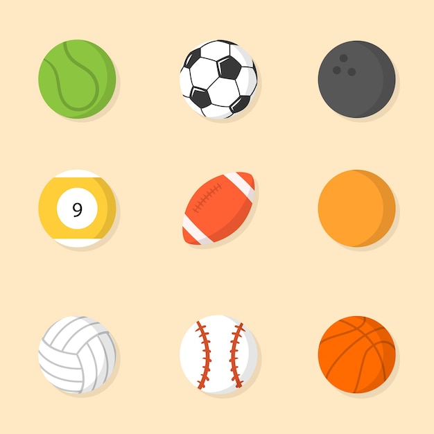 Un juego de bolas coloridas de dibujos animados bolas deportivas s aisladas