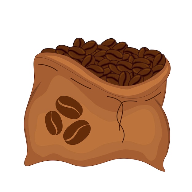 Vector juego de bolsas con granos de café. estilo de dibujos animados. ilustración vectorial.