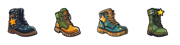 Vector el juego de botas militares de dibujos animados ilustración vectorial