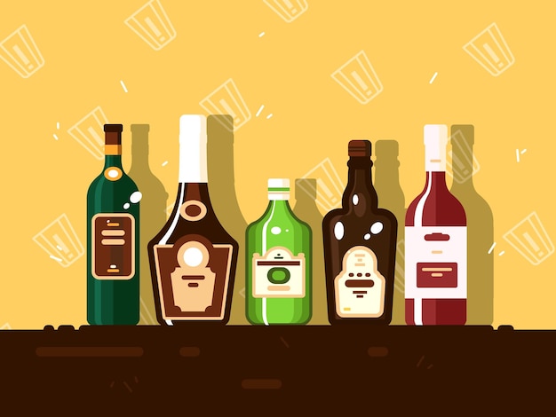 Juego de botellas de alcohol Brandy y vino