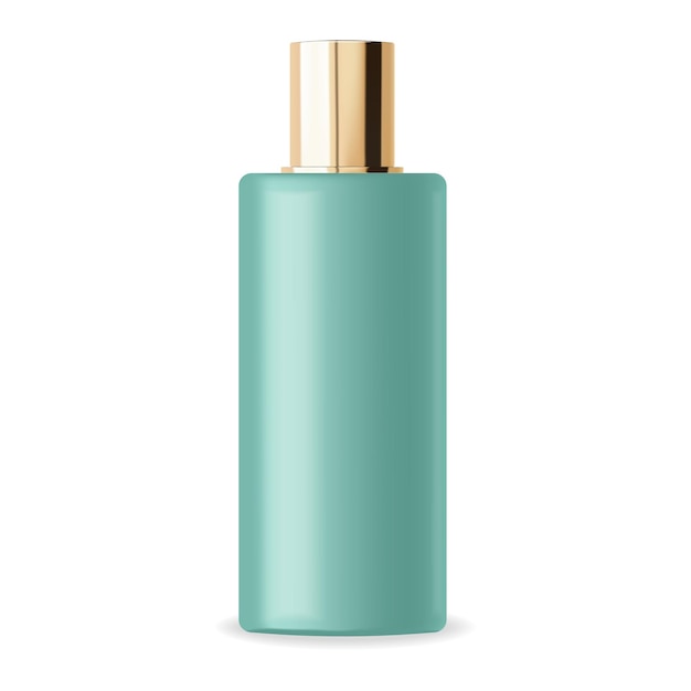 Juego de botellas de loción cosmética. Cosmético de botella verde. Set de loción para el cabello realista