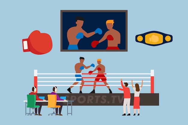 Vector juego de boxeo en vivo