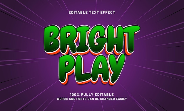 juego brillante efecto de texto editable con un juego y estilo de texto para niños