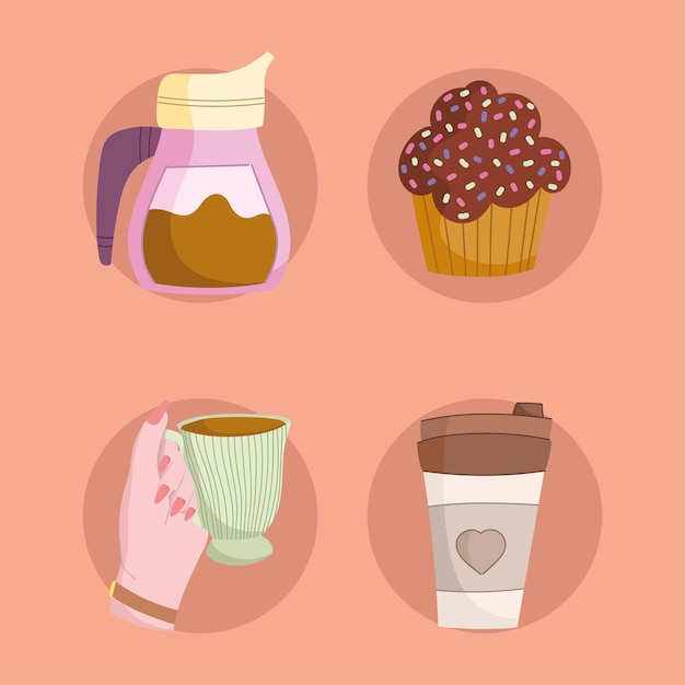 Juego de café y cupcake