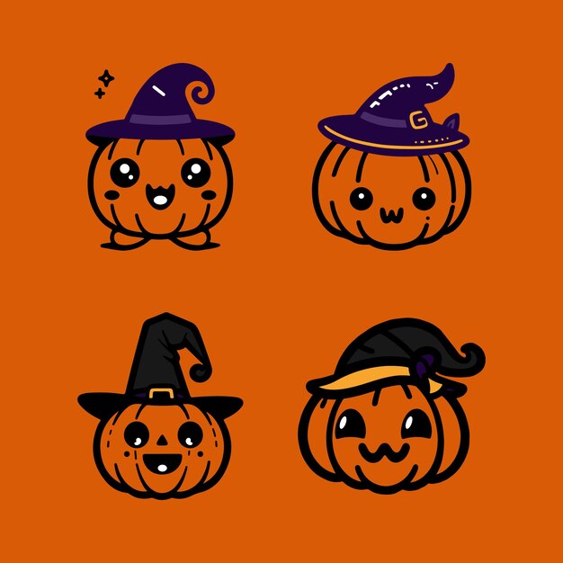 El juego de calabazas de Halloween es un vector plano de personajes.