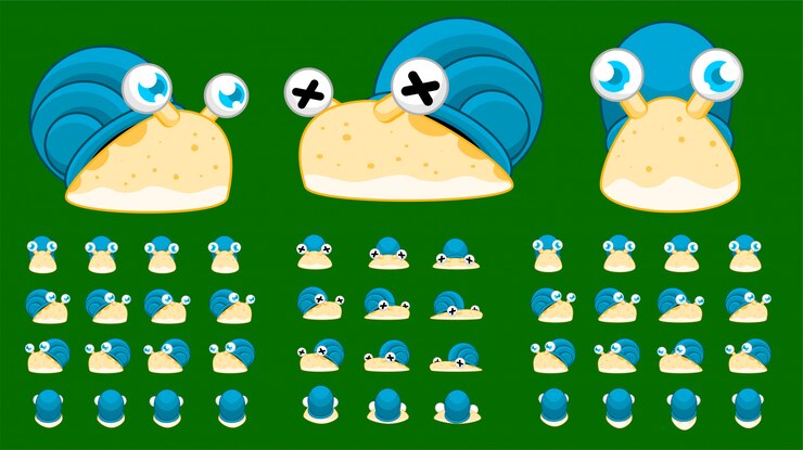 Vector juego de caracoles sprites