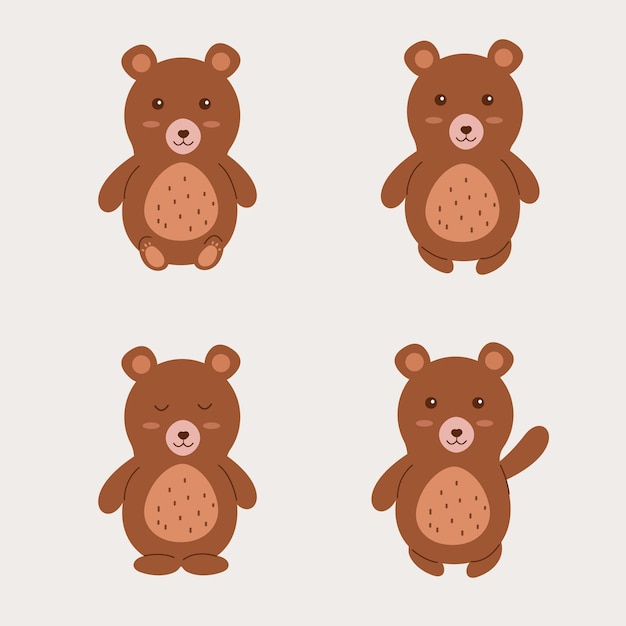 Juego de caracteres de oso boho ilustración vectorial