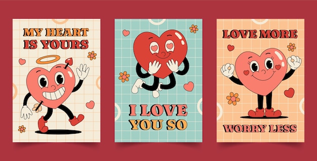 Un juego de cartas de amor dibujadas a mano