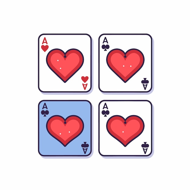 Juego de cartas as de corazones