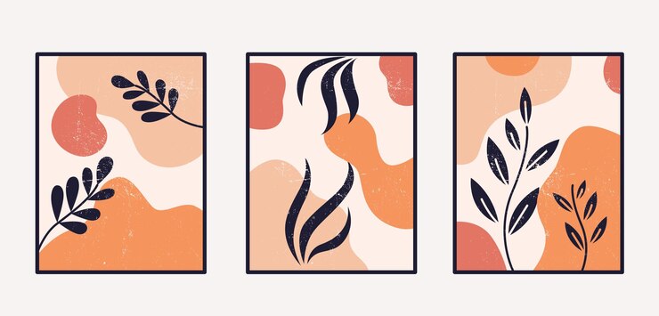 Juego de carteles de arte de pared botánico. Diseño de arte de pared de plantas naturales. Impresión botánica boho.