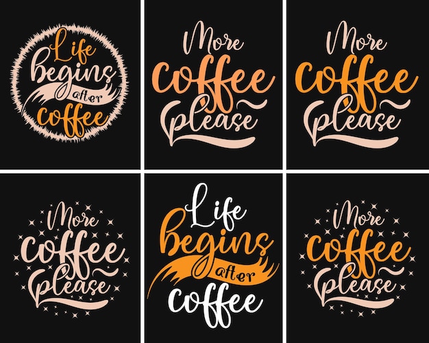 Un juego de carteles con las palabras más café por favor