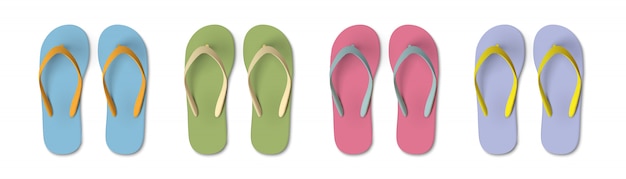 Juego de chanclas de colores - verano, zapatillas de playa.