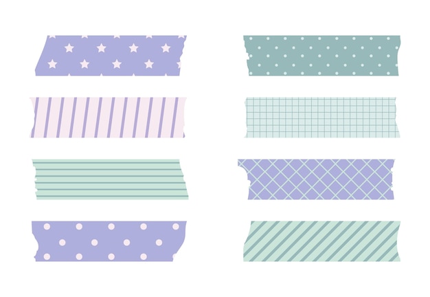 Juego de cinta adhesiva washi. Lindo adhesivo de papel escocés para álbum de recortes. Conjunto de cinta de estilo japonés con cinta, elemento decorativo de punto.