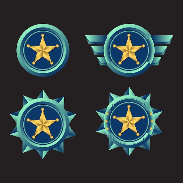 Juego de clasificación de insignias con varias variaciones.