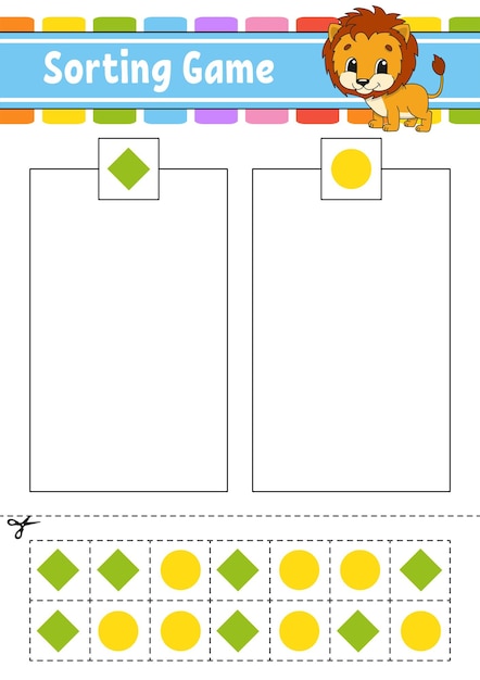 Juego de clasificación para niños cortar y pegar hoja de trabajo de desarrollo educativo juego de emparejamiento para niños