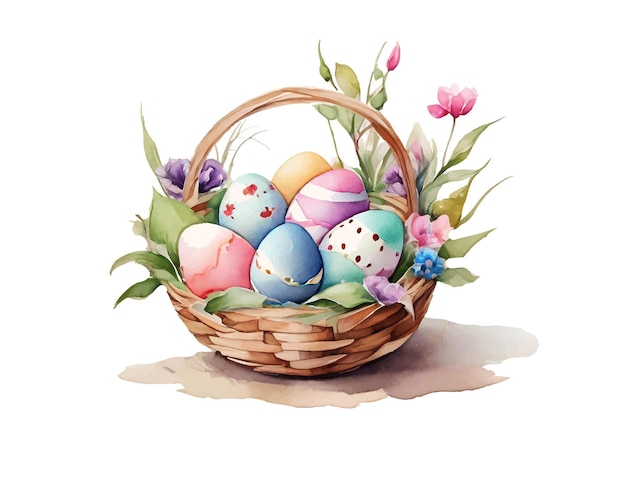 Vector juego de clipart para la canasta de huevos de pascua