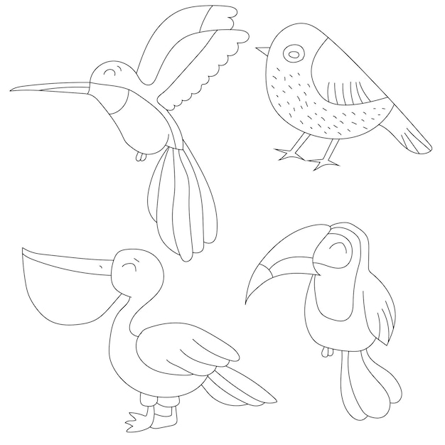 El juego de clipart de Cute Little Bird Flat Design Bird Vector Flat Ilustración