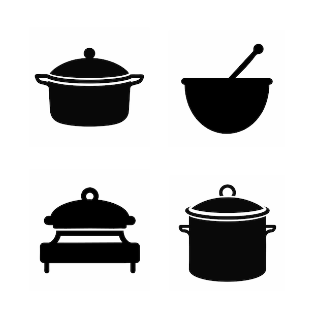 El juego de cocina Ilustración vectorial de silueta