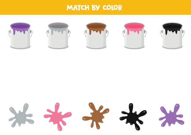 Juego de coincidencia de colores para niños en edad preescolar Coincide las latas de pintura y las gotas de pintura por colores