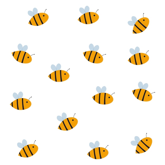 Juego de colección voladora de abejas de personajes. Ilustración de acciones vectoriales.