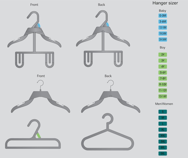 Juego de colgadores de ropa transparente.