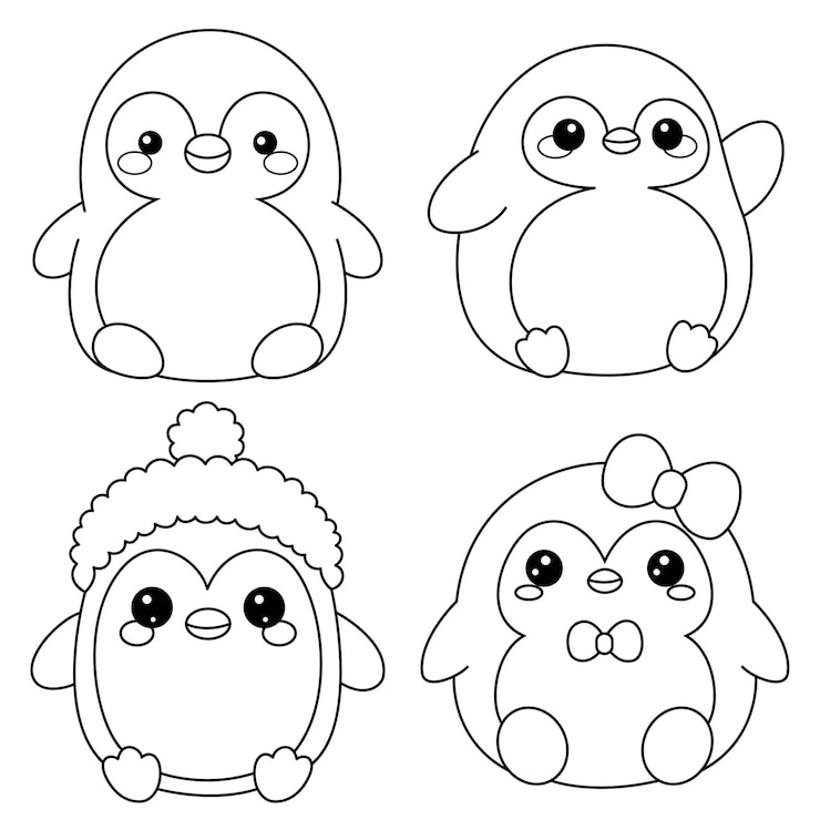Vector el juego de colores de penguin squishmallow