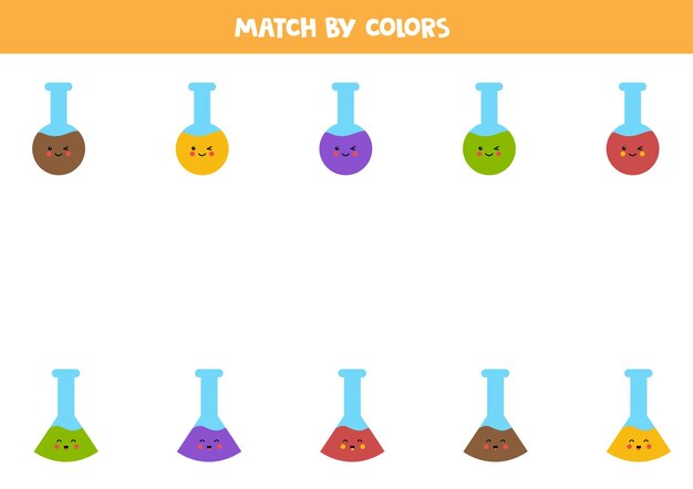 Juego de combinación de colores para niños en edad preescolar. Haga coincidir los tubos de ensayo por colores.