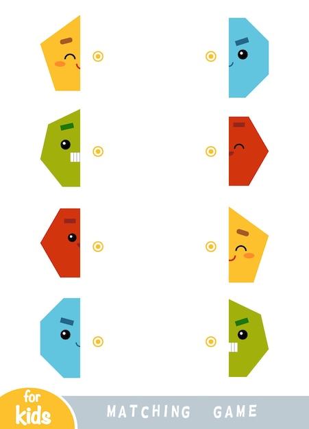 Juego de combinación juego educativo para niños Une las mitades Un conjunto de formas geométricas