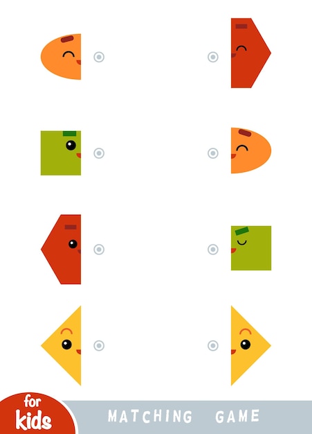 Juego de combinación juego educativo para niños Une las mitades Un conjunto de formas geométricas