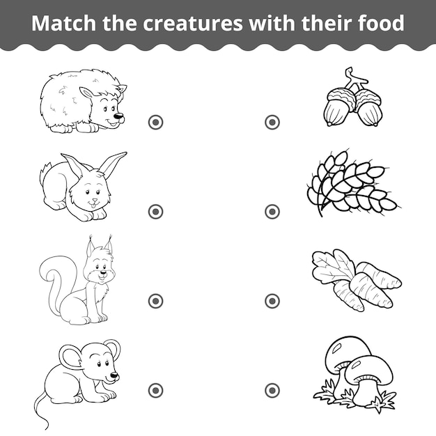 Juego de combinación para niños animales del bosque y comida favorita Juego educativo para niños