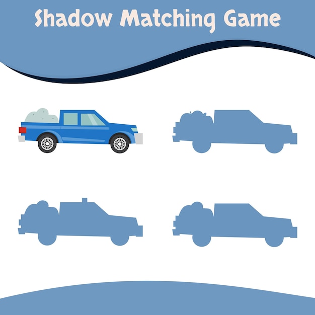 Juego de combinación de sombras, coche colorido, vector premium bueno para la educación y colección de los niños