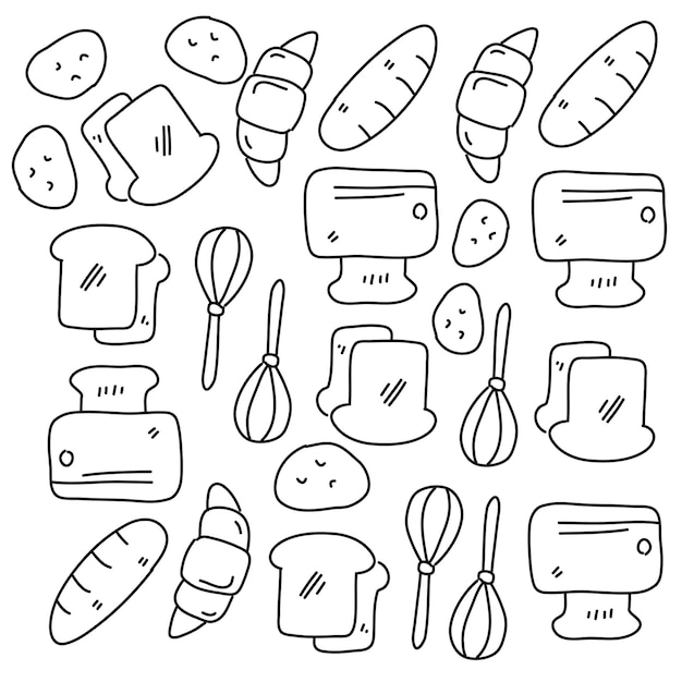 juego de comida y bebida con diseño de vector de estilo de línea