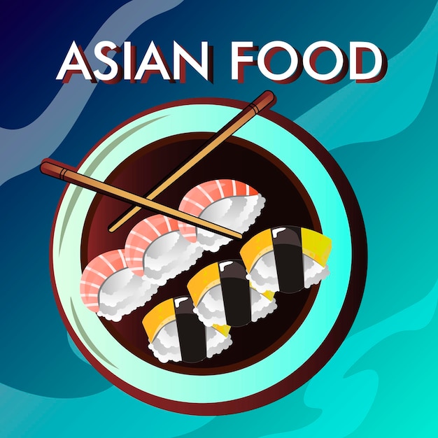 un juego de comida japonesa que consiste en rollos en un plato