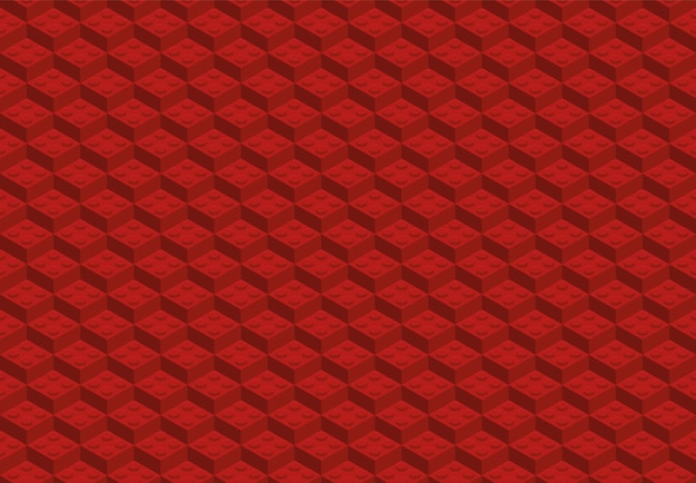 Juego de construcción de plástico de patrones sin fisuras. Fondo de textura de ladrillo de juguete vectorial. Diseño plano en perspectiva para impresión en papel o tela.