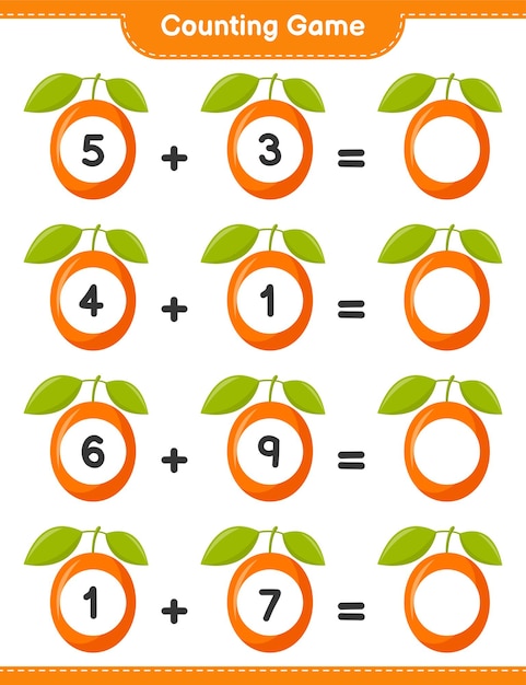 Juego de contar, cuenta el número de Ximenia y escribe el resultado. Juego educativo para niños, hoja de trabajo imprimible