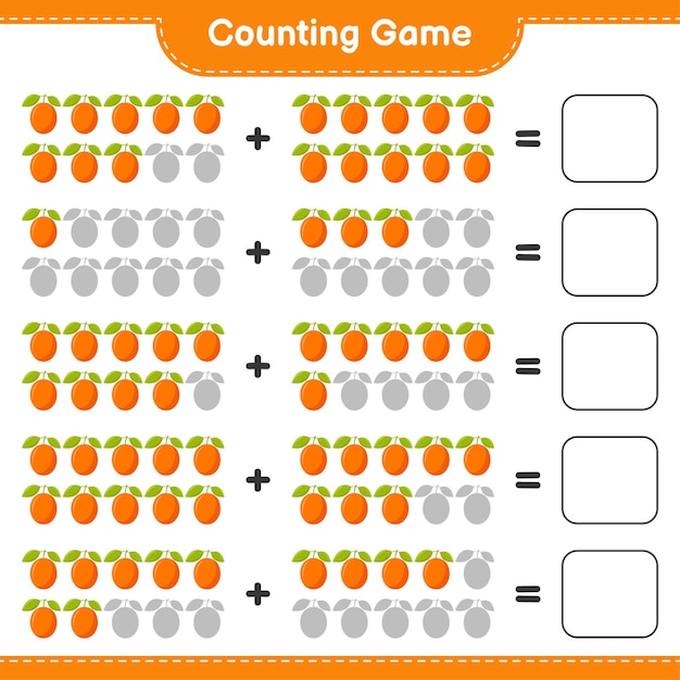 Juego de contar, cuenta el número de Ximenia y escribe el resultado.