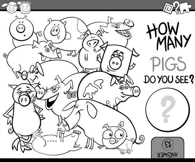juego de contar dibujos animados para colorear