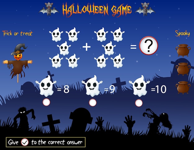 Juego de contar el fantasma en el tema de halloween