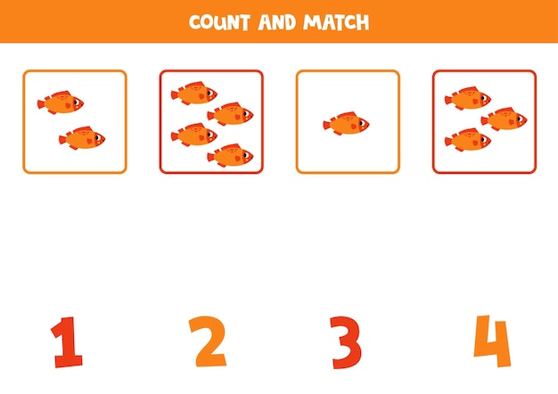 Juego de contar para niños Cuenta todas las lubinas y combina con números Hoja de trabajo para niños