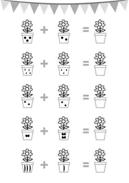 Juego de contar para niños en edad preescolar Educación un juego matemático contar flores en una maceta