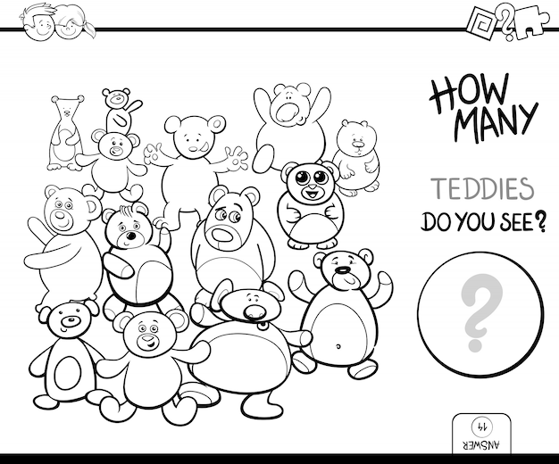 juego de contar peluches para colorear