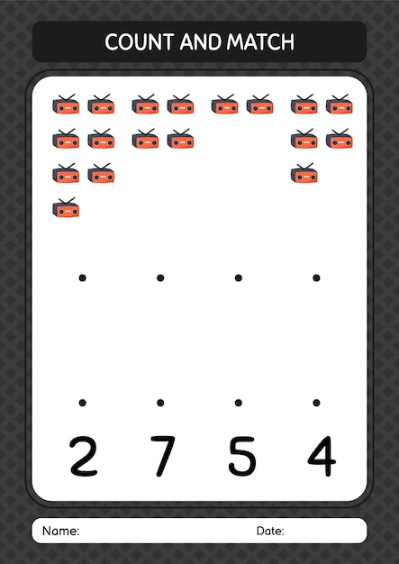 Juego de contar y unir con hoja de trabajo de radio para niños en edad preescolar hoja de actividades para niños
