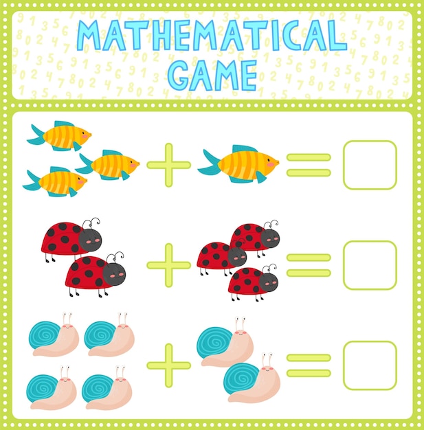 Juego de conteo matemático para niños. ¿Puedes resolver este entretenimiento de acertijos divertidos para niños? Encuentra la respuesta correcta. Página de actividad vectorial de matemáticas y juego.