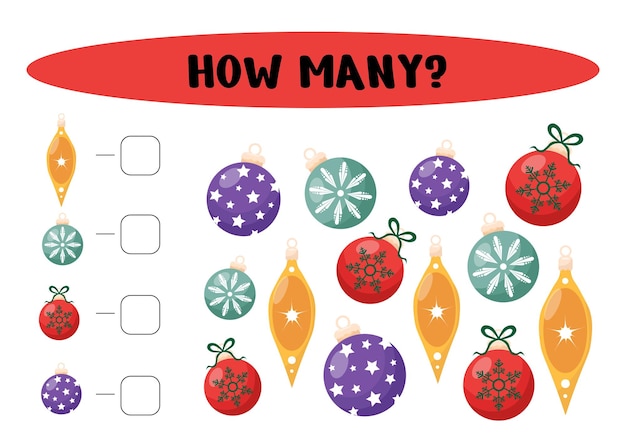 Juego de conteo para niños Cuántas bolas de Navidad Juego educativo para niños niños en edad preescolar