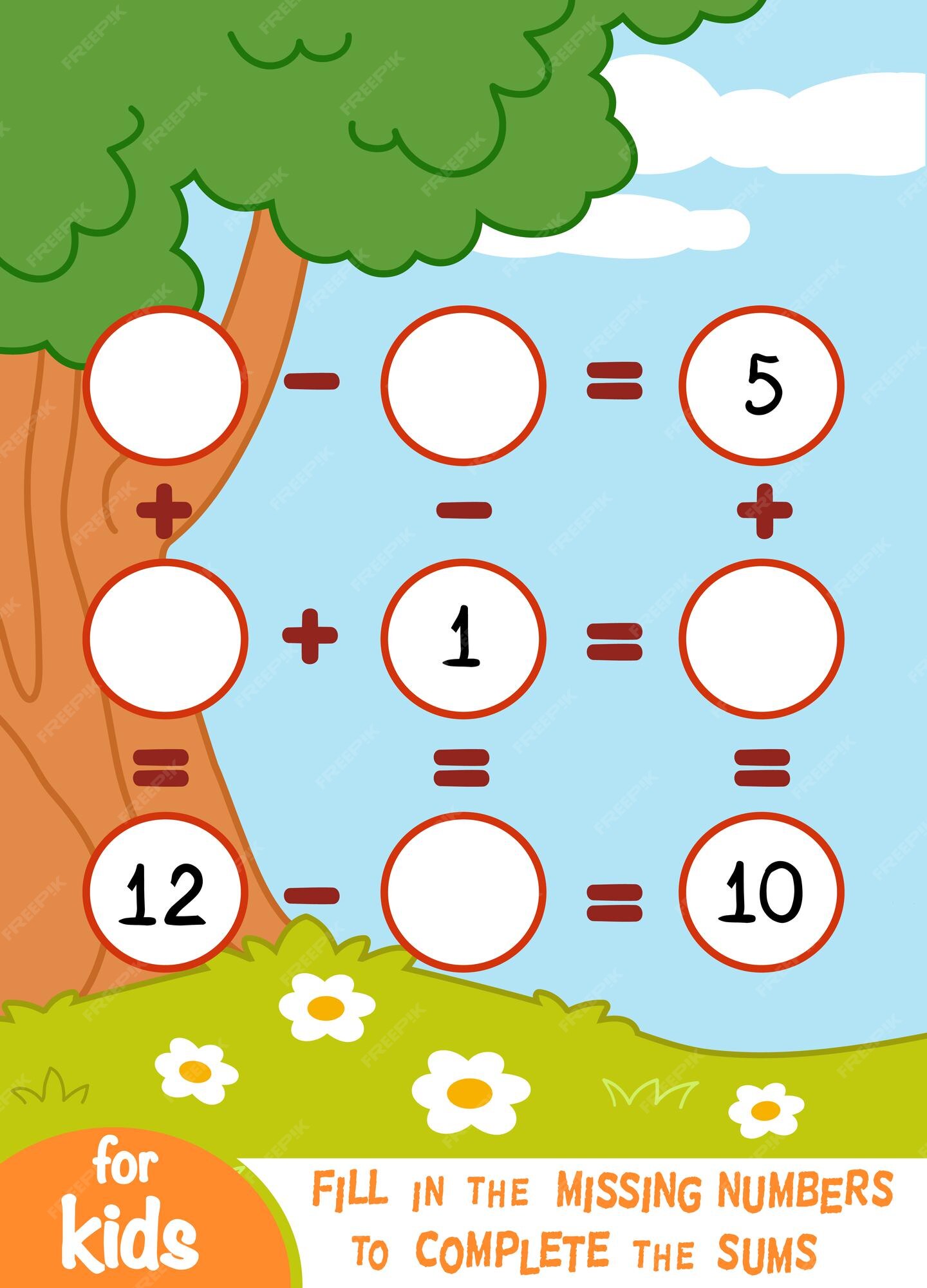 pastel Expulsar a Inocente Juego de conteo para niños en edad preescolar hojas de orquesta de juegos  matemáticos educativos sobre fondo de verano | Vector Premium