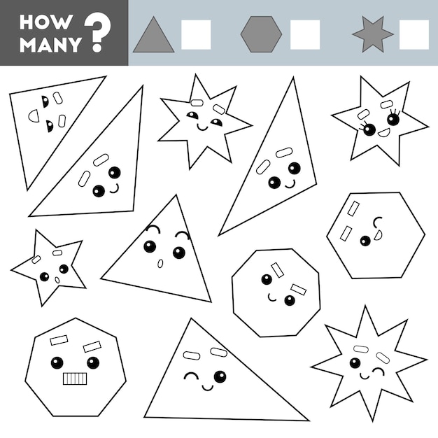 Juego de conteo para niños en edad preescolar juego educativo de matemáticas cuente cuántas formas geométricas