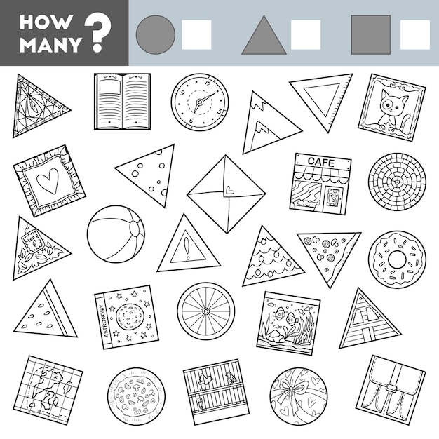 Juego de conteo para niños en edad preescolar juego educativo de matemáticas cuente cuántos objetos geométricos