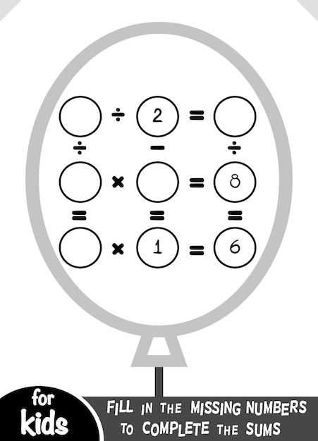 Juego de conteo para niños juego educativo de matemáticas hoja de trabajo de multiplicación y división con globo